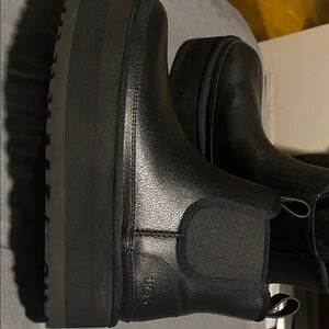 UGG Black Leather Platform Boots